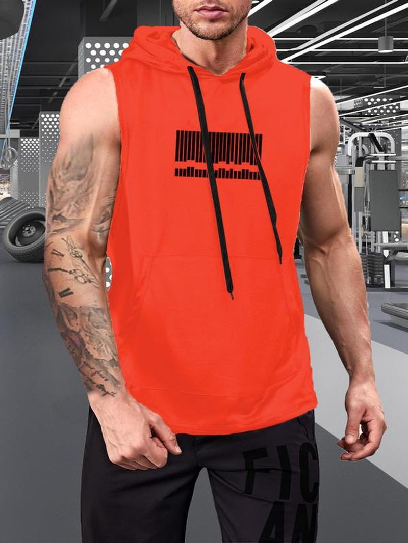 Graphic Drawstring Hooded Sweat Activated Sports Top